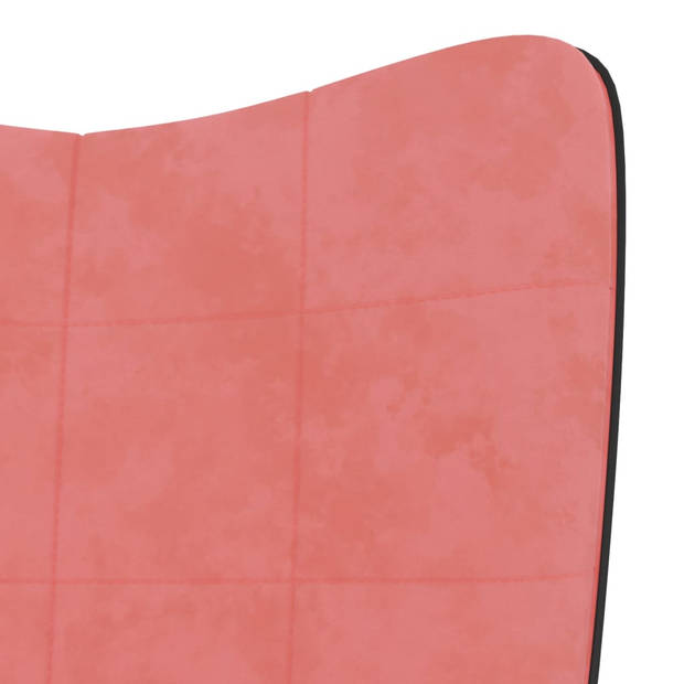The Living Store Relaxstoel - Roze Fluweel - 62x68x98 cm - 360 graden draaibaar - Staal frame