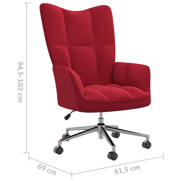 The Living Store Relaxstoel Ergonomic - Bureaustoel - Wijnrood - 61.5 x 69 x (94.5 - 102) cm - Verstelbaar