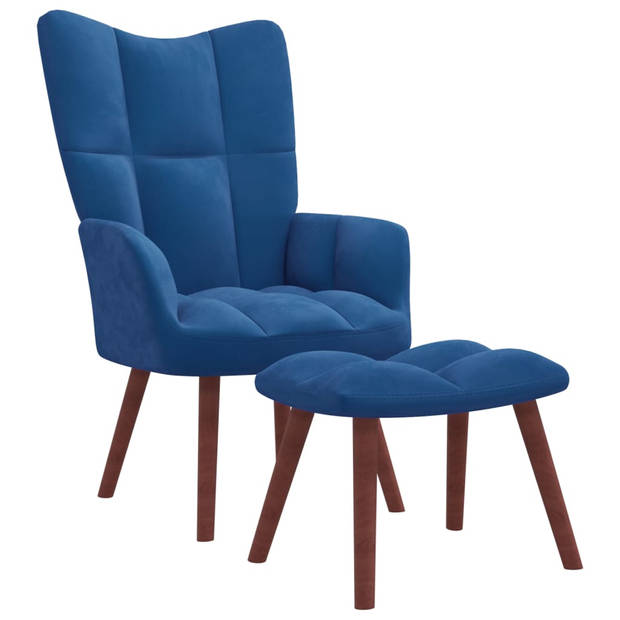 The Living Store Relaxstoel Elegance - Stoelen - 61.5x69x95.5 cm - Blauw - Fluweel