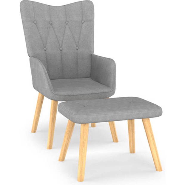 The Living Store Relaxstoel Fika - Fauteuil - Lichtgrijs - 61.5 x 69 x 95.5 cm