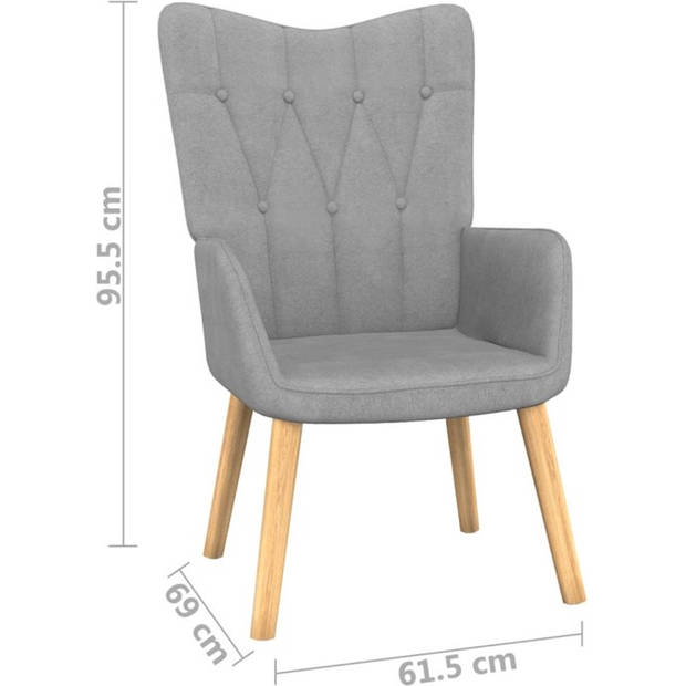 The Living Store Relaxstoel Fika - Fauteuil - Lichtgrijs - 61.5 x 69 x 95.5 cm