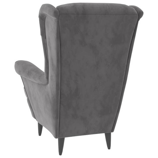 The Living Store Fauteuil Velvet - Lichtgrijs - 81x90x96.5 cm - Stabiel Multiplex Frame