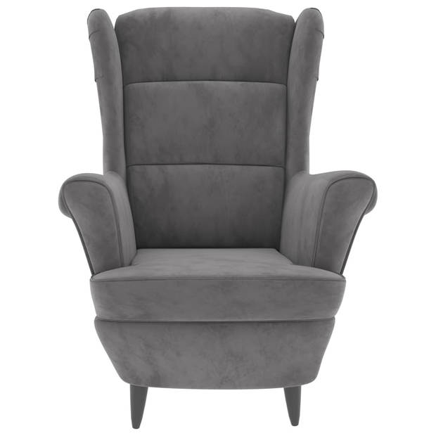 The Living Store Fauteuil Velvet - Lichtgrijs - 81x90x96.5 cm - Stabiel Multiplex Frame