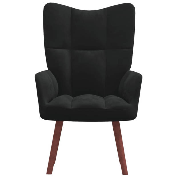 The Living Store Relaxstoel - Zwart - 61.5 x 69 x 95.5 cm - Fluweel (100% polyester) - Stalen frame