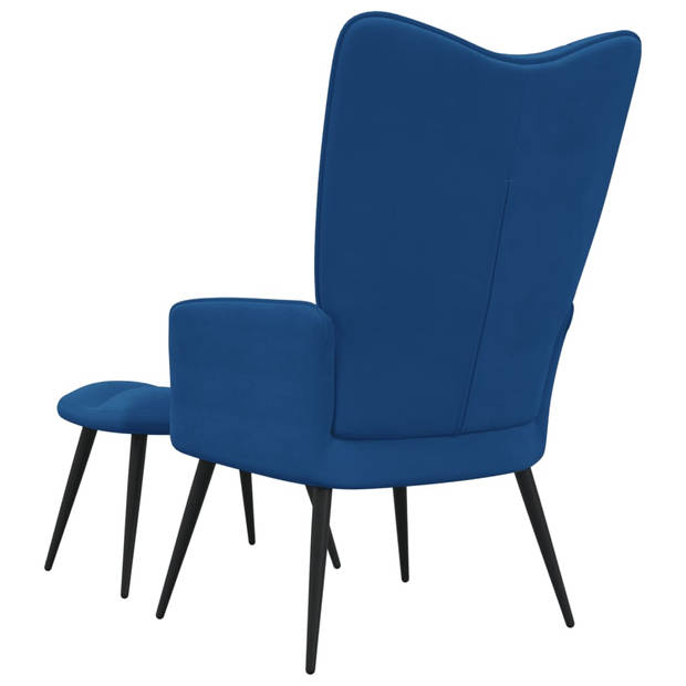 The Living Store Relaxstoel Oren - Blauw Fluweel - 61x70x96.5cm - Duurzaam en Comfortabel