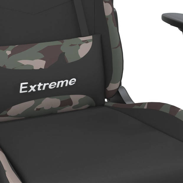 vidaXL Gamestoel met voetensteun stof zwart en camouflage