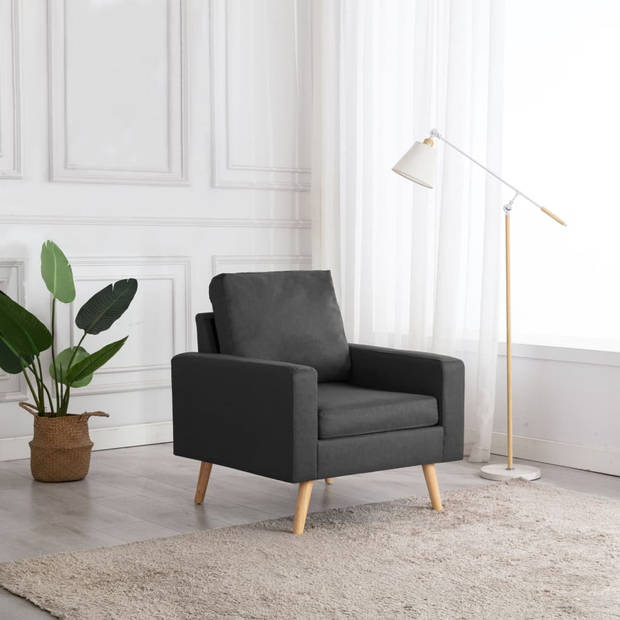 The Living Store Fauteuil stof donkergrijs - Fauteuil