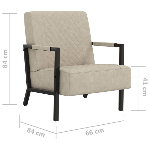 The Living Store Fauteuil Industrieel - 66 x 84 x 84 cm - Lichtgrijs/Zwart