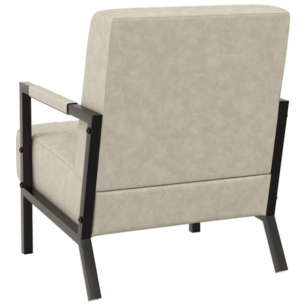 The Living Store Fauteuil Industrieel - 66 x 84 x 84 cm - Lichtgrijs/Zwart