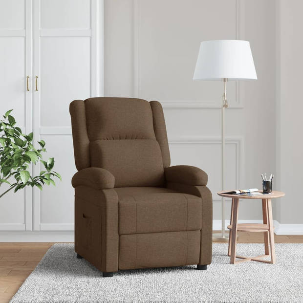 vidaXL Fauteuil verstelbaar stof bruin