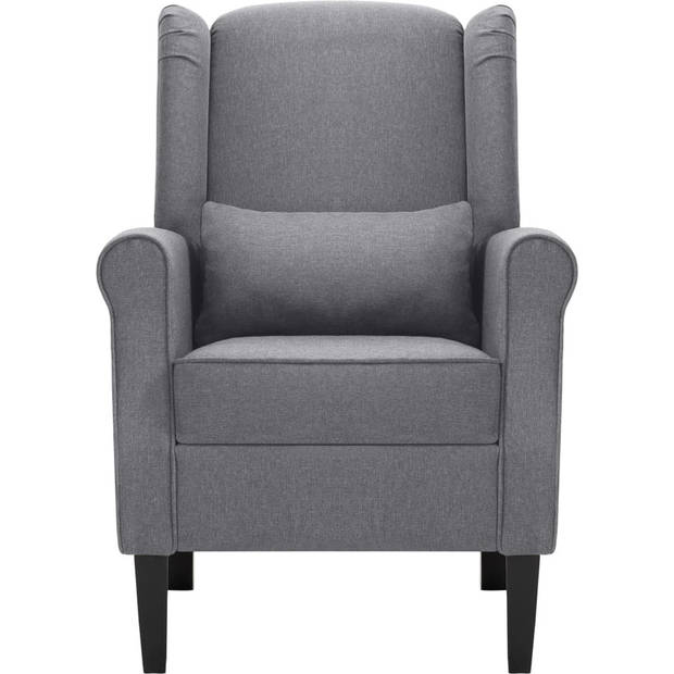 The Living Store Armstoel - Fauteuil - Houten frame - Donkergrijs - 68x73x101cm