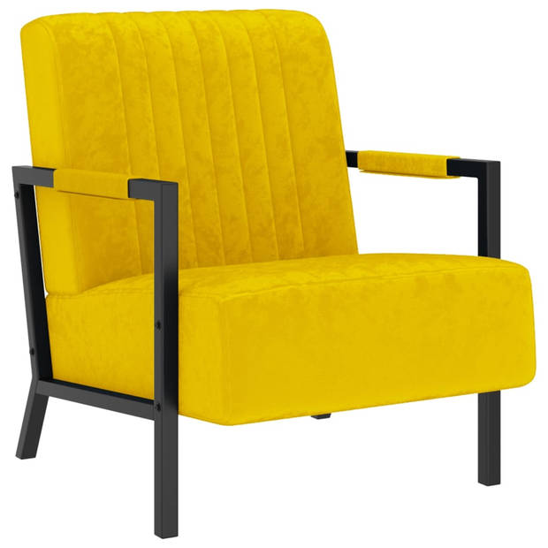 The Living Store Fauteuil Comfort - Fauteuils - 66 x 84 x 84 cm - Mosterdgeel - Fluweel