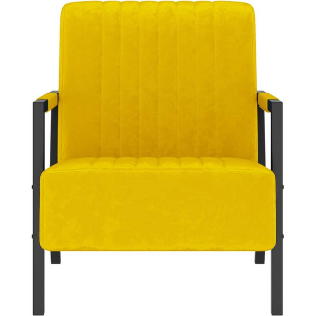 The Living Store Fauteuil Comfort - Fauteuils - 66 x 84 x 84 cm - Mosterdgeel - Fluweel