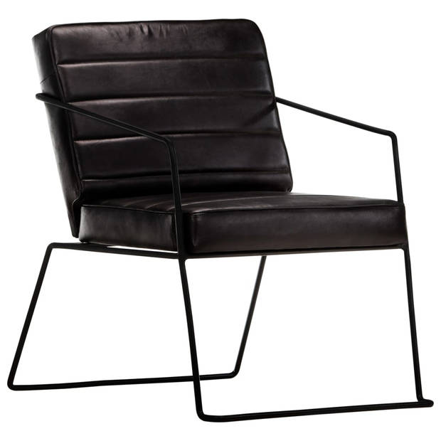 The Living Store Fauteuil Armstoel - 52x70x71cm - Zwart Echt Leer