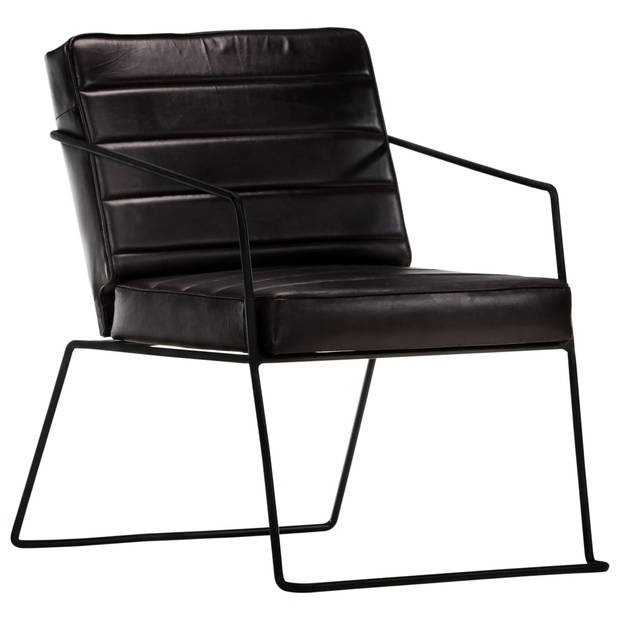 The Living Store Fauteuil Armstoel - 52x70x71cm - Zwart Echt Leer