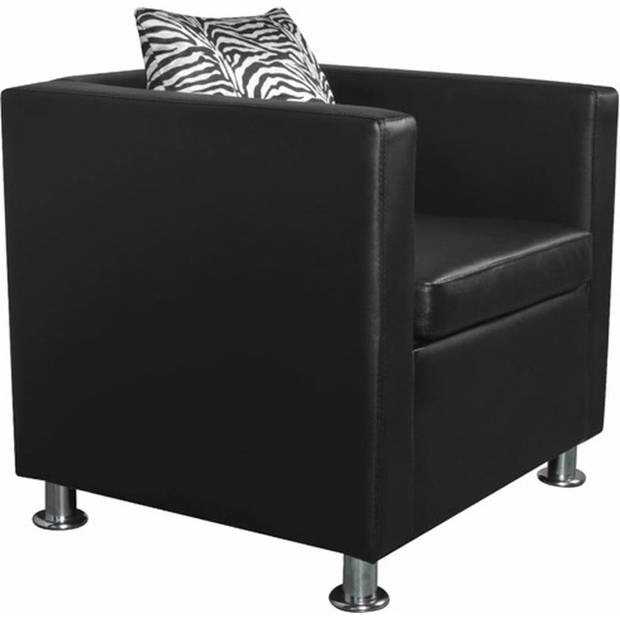 The Living Store Kubus Fauteuil - Kunstleer - Optimaal zitcomfort - Zwart