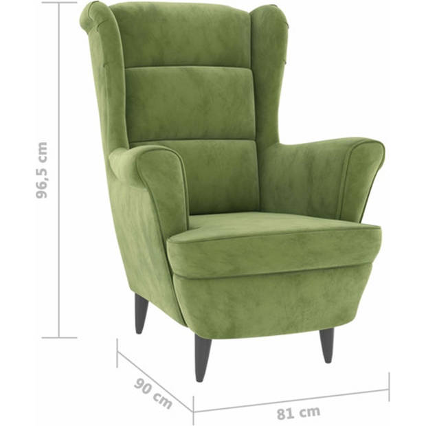 The Living Store Fluwelen Fauteuil - Lichtgroen - 81 x 90 x 96.5 cm (B x D x H)