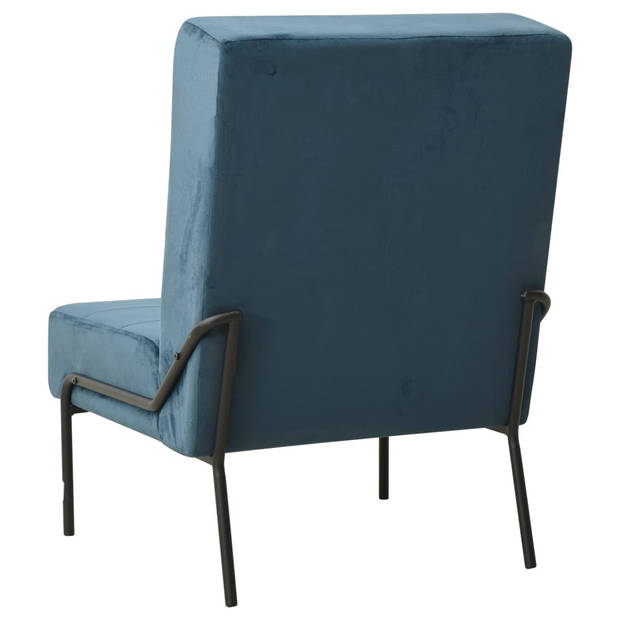 The Living Store Relaxstoel Velvet - Blauw/Zwart - 65x79x87cm - Ergonomisch Design