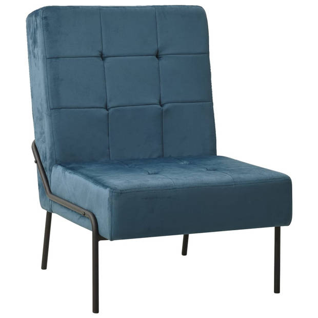 The Living Store Relaxstoel Velvet - Blauw/Zwart - 65x79x87cm - Ergonomisch Design