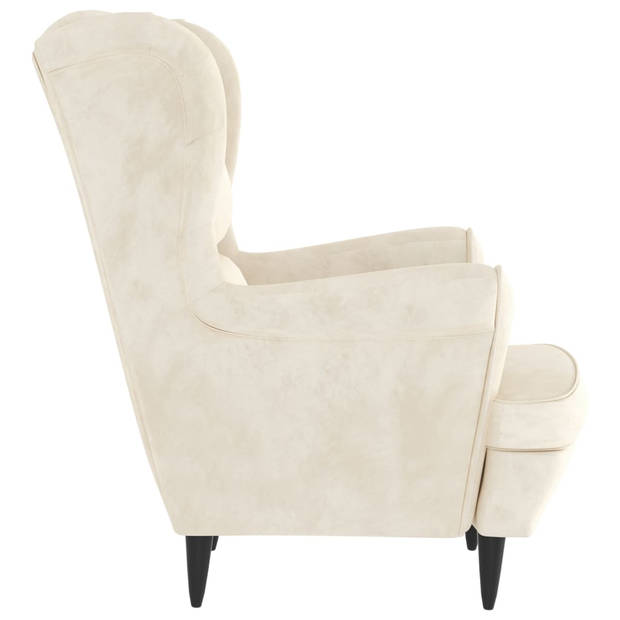 The Living Store Fauteuil Velvet - Crèmewit - 81 x 90 x 96.5 cm - Stabiel frame - Comfortabele zitting