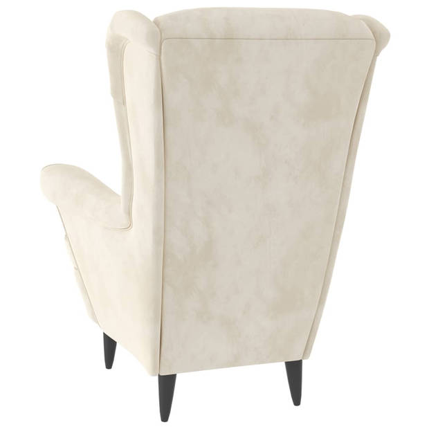 The Living Store Fauteuil Velvet - Crèmewit - 81 x 90 x 96.5 cm - Stabiel frame - Comfortabele zitting