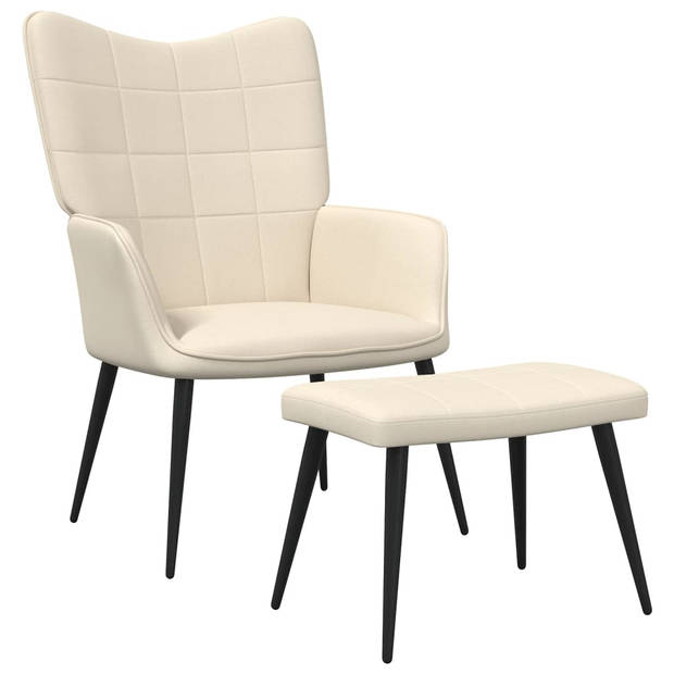 The Living Store Relaxfauteuil - naam - Stoel - 61 x 70 x 96.5 cm - Kleur- crème