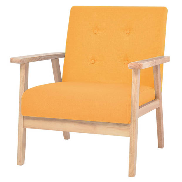 The Living Store Fauteuil Comfort - Polyester - 64.5 x 67 x 73.5 cm - Geel