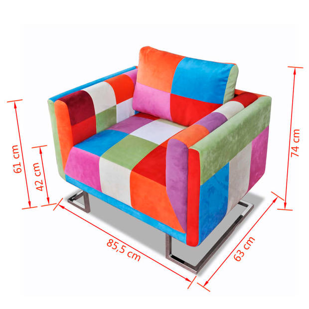 The Living Store Fauteuil Patchwork - 85.5 x 63 x 74 cm - meerkleurig