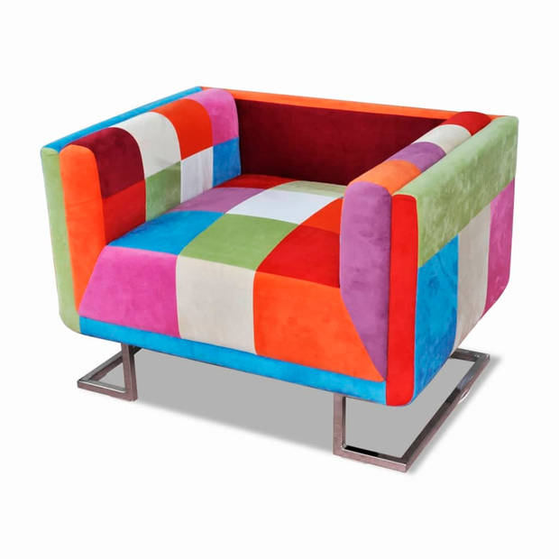 The Living Store Fauteuil Patchwork - 85.5 x 63 x 74 cm - meerkleurig