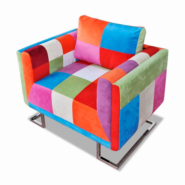 The Living Store Fauteuil Patchwork - 85.5 x 63 x 74 cm - meerkleurig