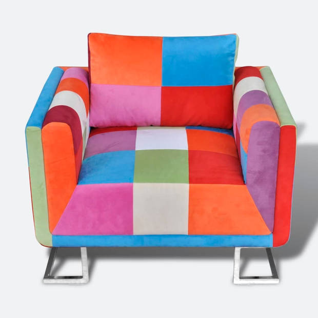 The Living Store Fauteuil Patchwork - 85.5 x 63 x 74 cm - meerkleurig