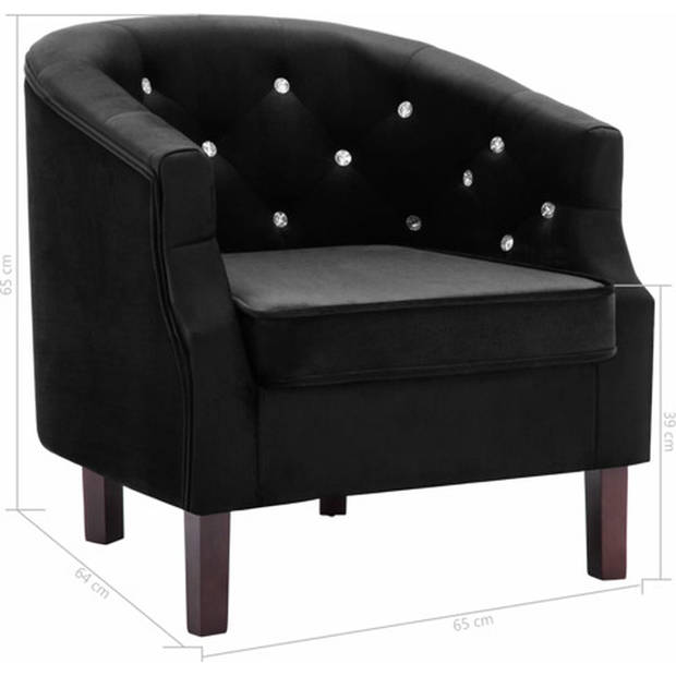 The Living Store Elegante fauteuil Fluwelen bekleding - 65 x 64 x 65 cm - zwart