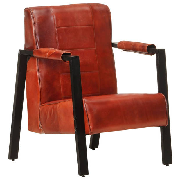 The Living Store Fauteuil Vintage - echt geitenleer - 60x80x87 cm - donkerbruin