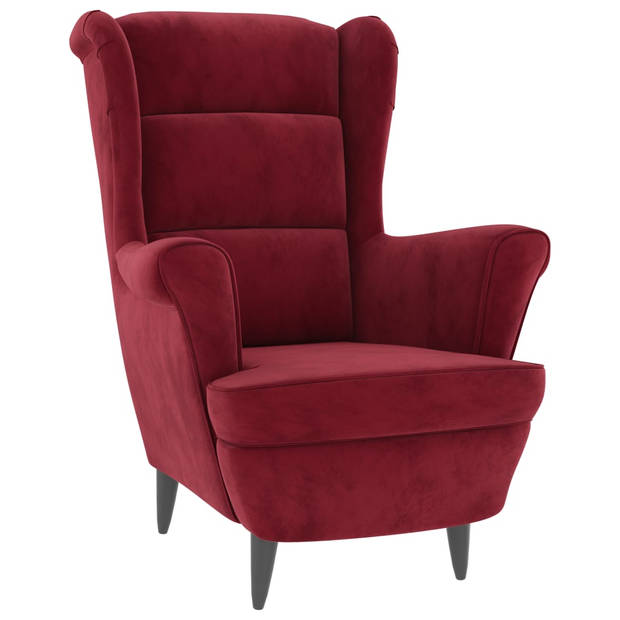 The Living Store Fauteuil Velvet - Wijnrood - 81 x 90 x 96.5 cm - Stabiel frame - Comfortabel zitten