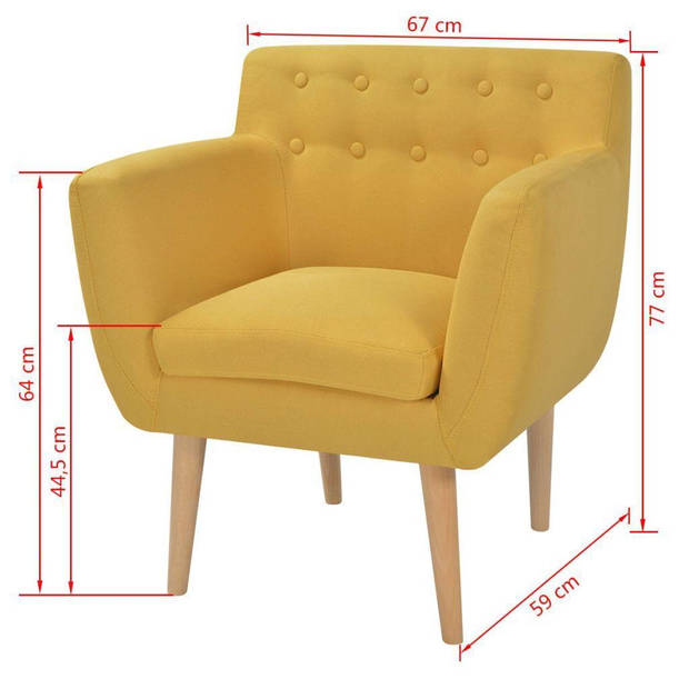 The Living Store Fauteuil X - Fauteuils - 70 x 59 x 74 cm - Geel