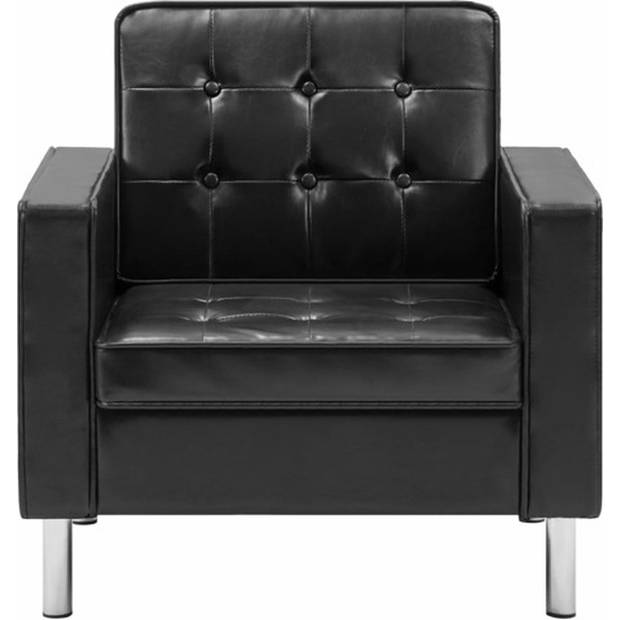 The Living Store Fauteuil Elegante - Woonkamer Kantoor Slaapkamer - 75x70x75 cm - Zwart - Kunstleer