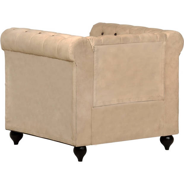 The Living Store Chesterfield fauteuil - bruin echt leer - 89 x 76 x 75 cm - mangohouten poten