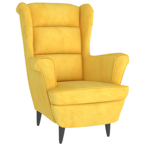 The Living Store Fauteuil Velvet - Mosterdgeel - 81 x 90 x 96.5 cm - Trendy ontwerp