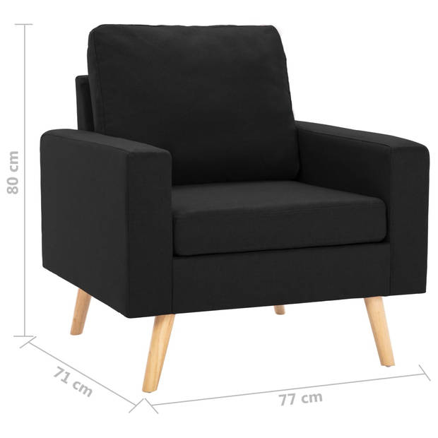 The Living Store Fauteuil - - Zitmeubel - 77 x 71 x 80 cm - Zwart