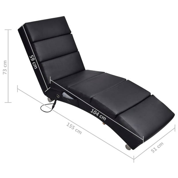 The Living Store Massagestoel - Zwart - 51 x 155 x 73 cm - 8 massagepunten