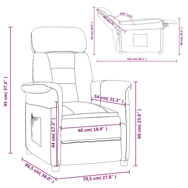 vidaXL Fauteuil verstelbaar microvezelstof beige