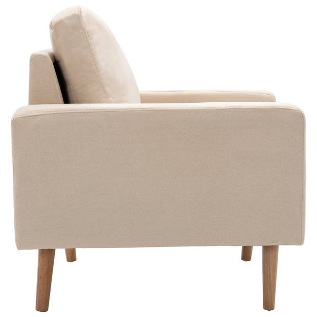 The Living Store Fauteuil Crème - 77x71x80 cm - Stoffen bekleding - Houten frame