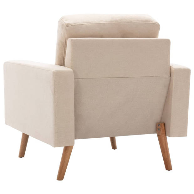 The Living Store Fauteuil Crème - 77x71x80 cm - Stoffen bekleding - Houten frame