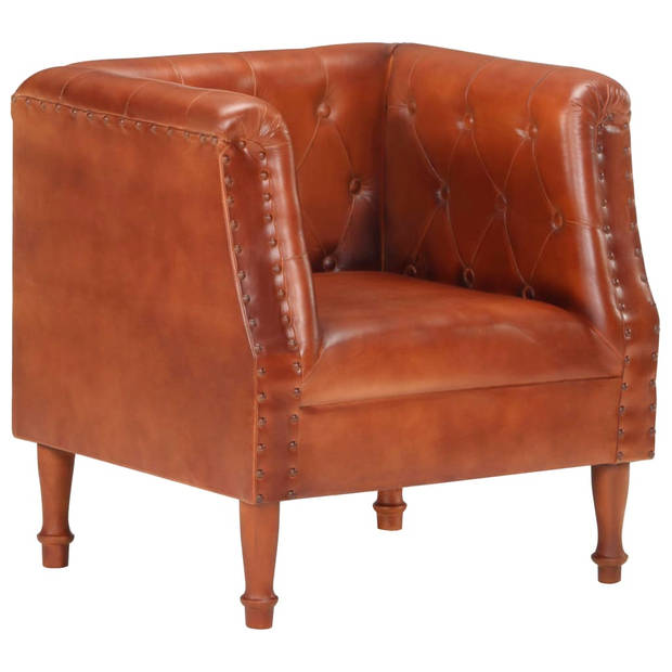 The Living Store Fauteuil echt leer bruin - Fauteuil