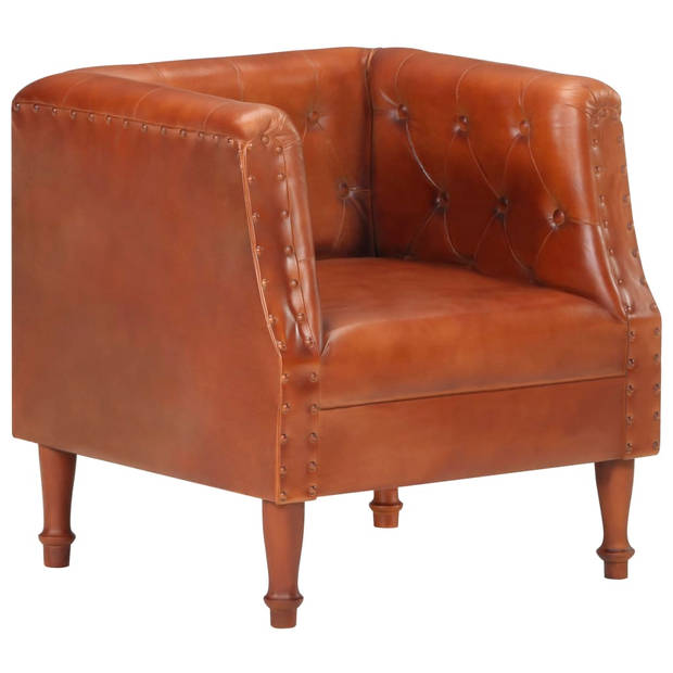 The Living Store Fauteuil echt leer bruin - Fauteuil