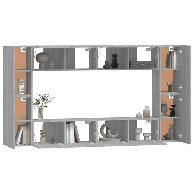 The Living Store Televisiemeubelset - Klassiek - TV-meubel - 80x30x30 cm - 30.5x30x60 cm - Grijs sonoma eiken