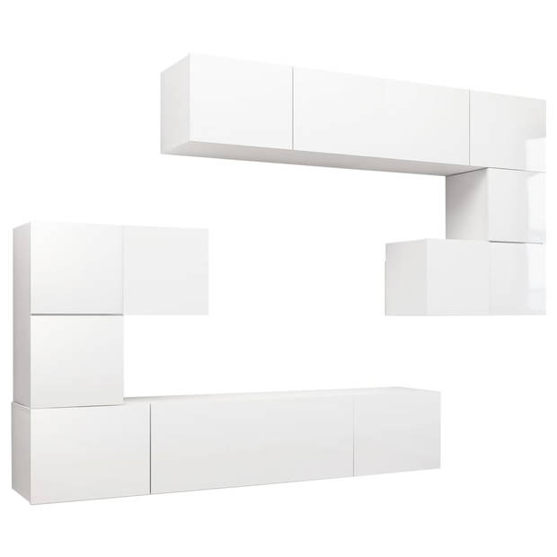 The Living Store Televisiemeubel Set - Spaanplaat - 80x30x30 cm - 60x30x30 cm - 30.5x30x30 cm - Hoogglans Wit