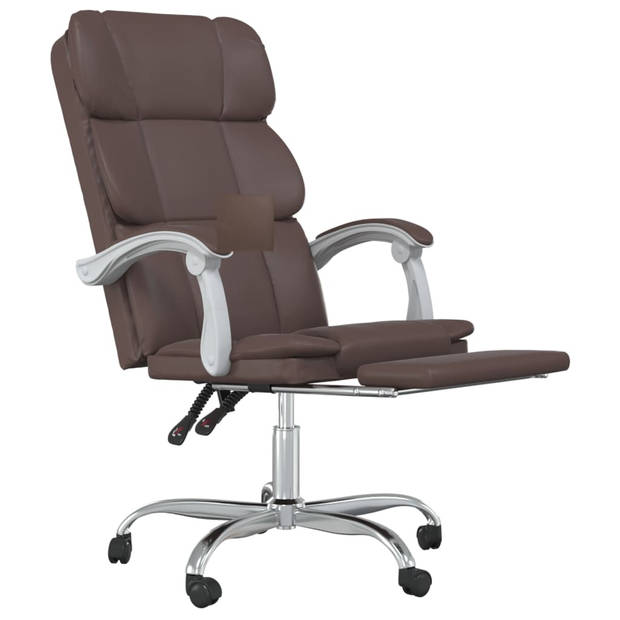 The Living Store bureaustoel Verstelbare rugleuning en voetensteun - Bruin - 63x56x(112.5-122)cm - Trendy design