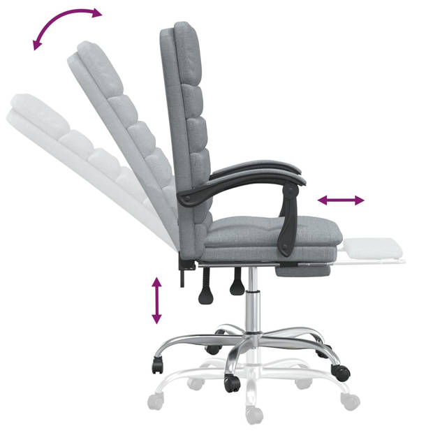 The Living Store Kantoorstoel massage verstelbaar stof lichtgrijs - Bureaustoel