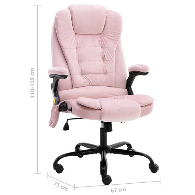 The Living Store Kantoorstoel Fluwelen Roze - Ergonomisch - Massage - Verwarming